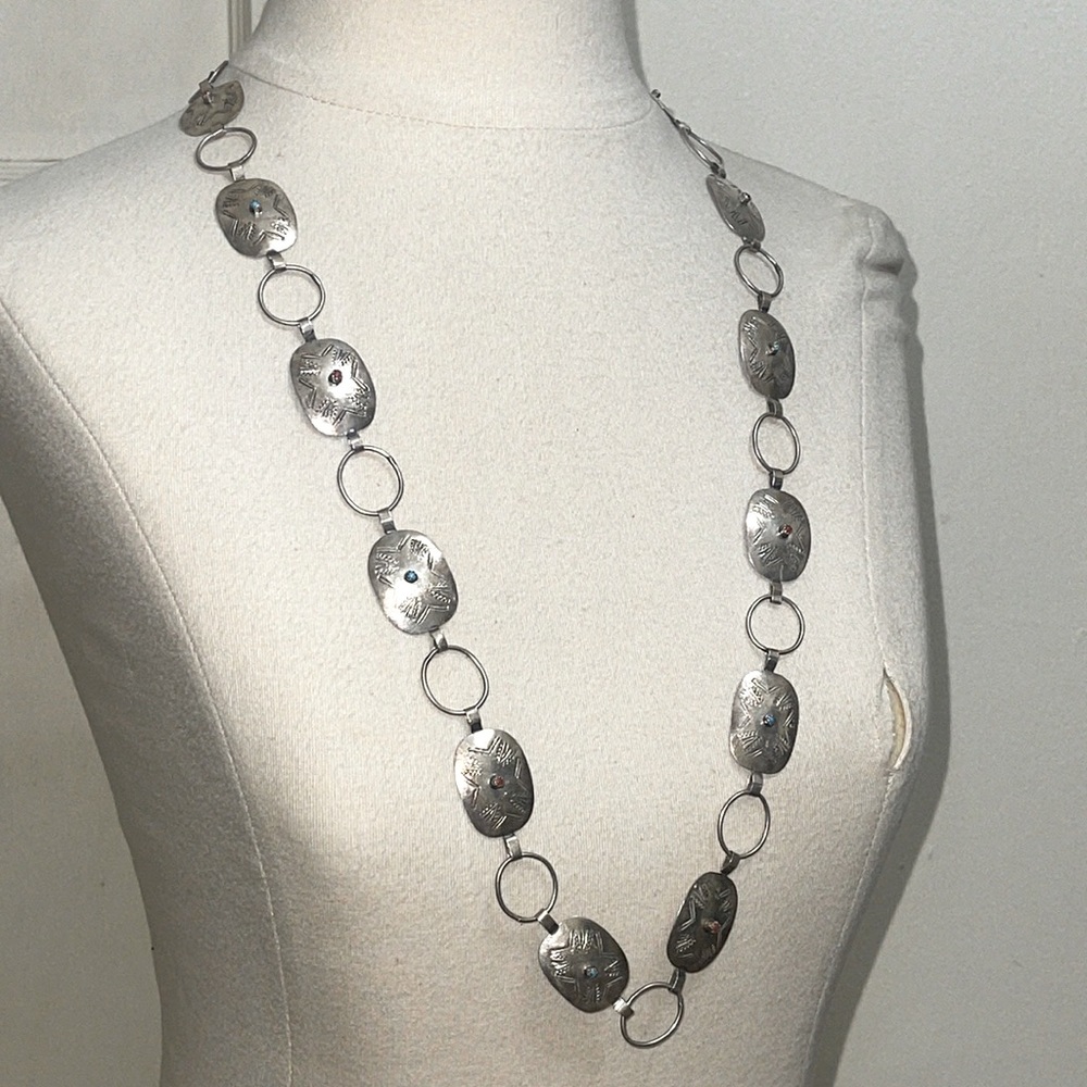 Sterling Vintage Concho Necklace